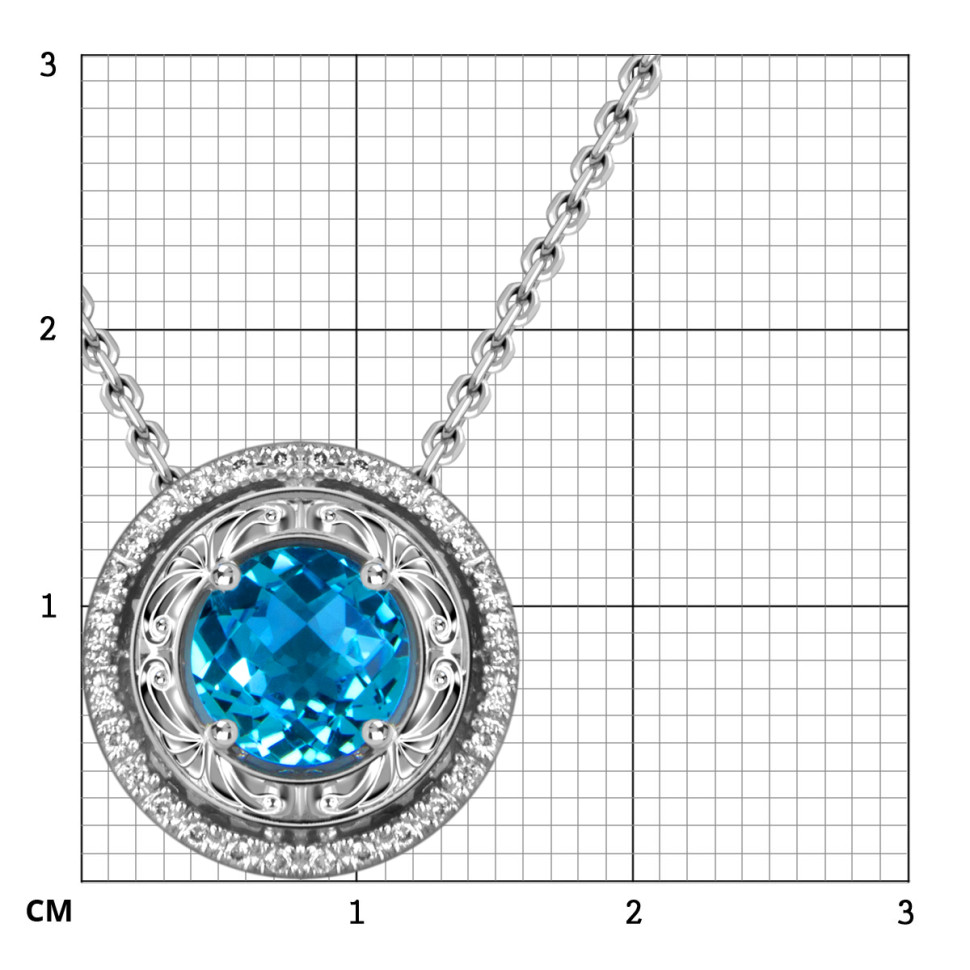 Колье из белого золота с бриллиантами и топазом (060034)