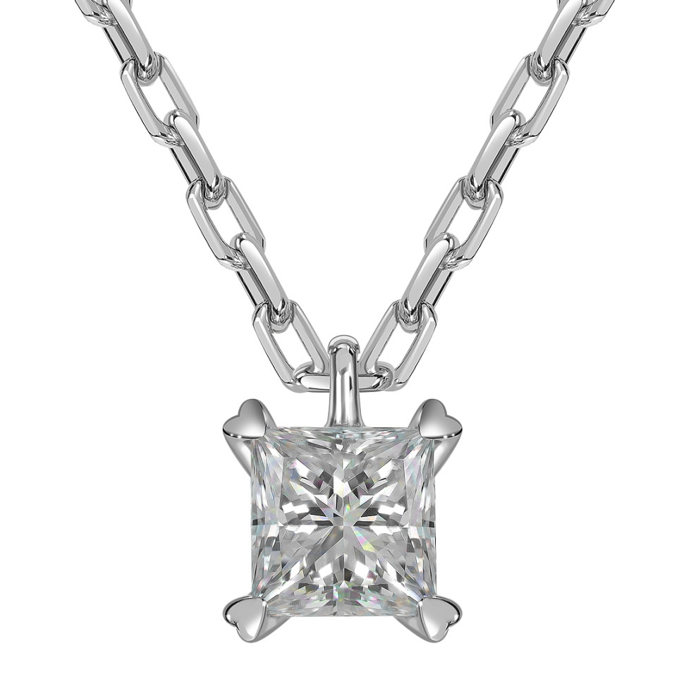 Колье из белого золота с бриллиантом (062915)