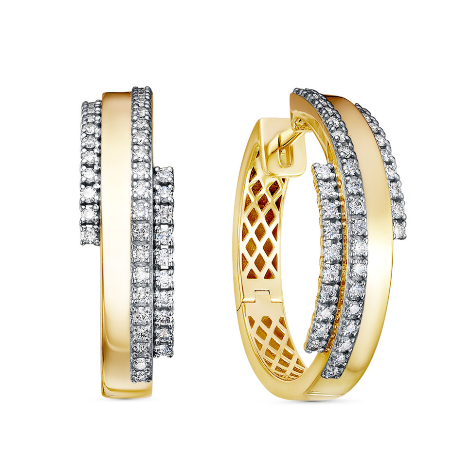 Серьги конго из жёлтого золота с бриллиантами (049949)