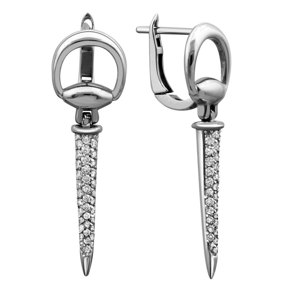 Серьги из белого золота с бриллиантами (025236)