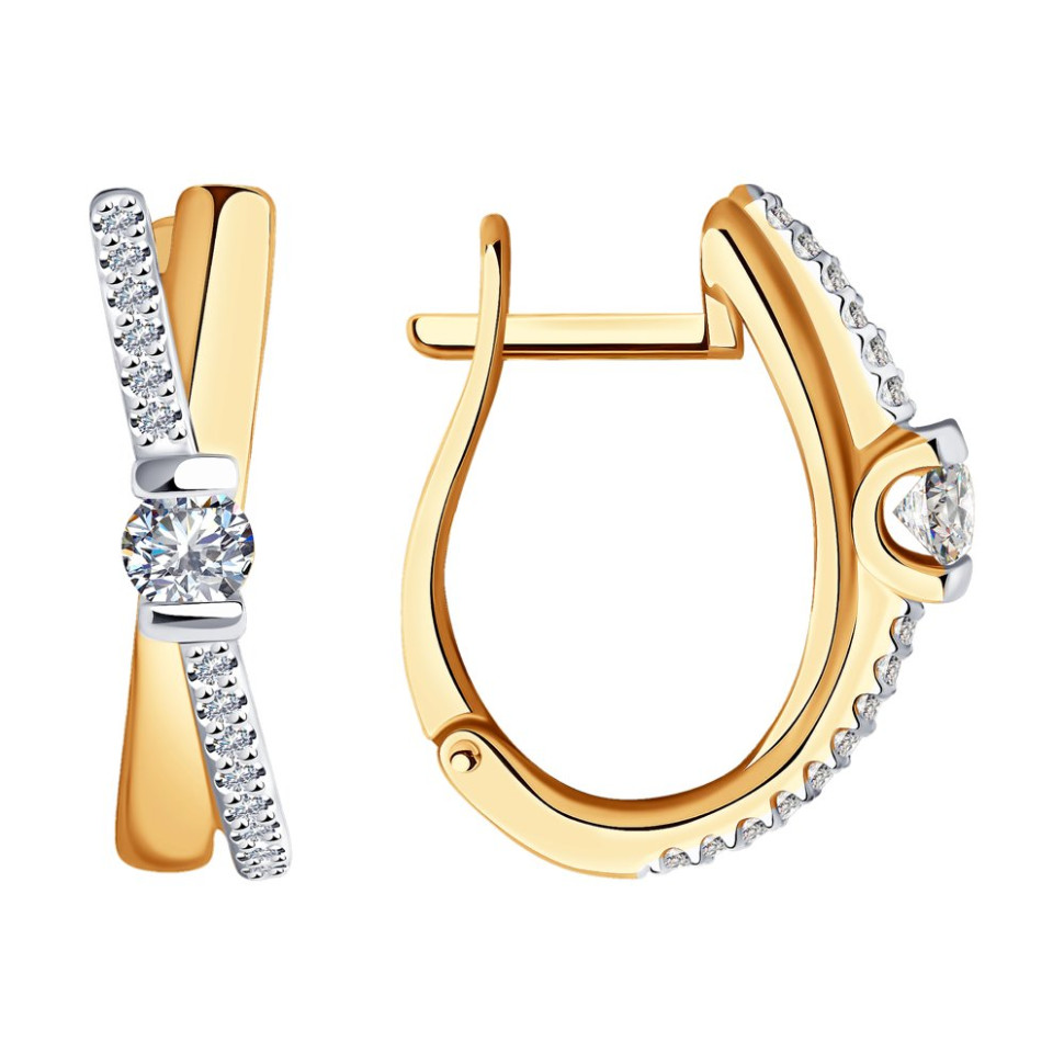 Серьги из красного золота с бриллиантами (045240)