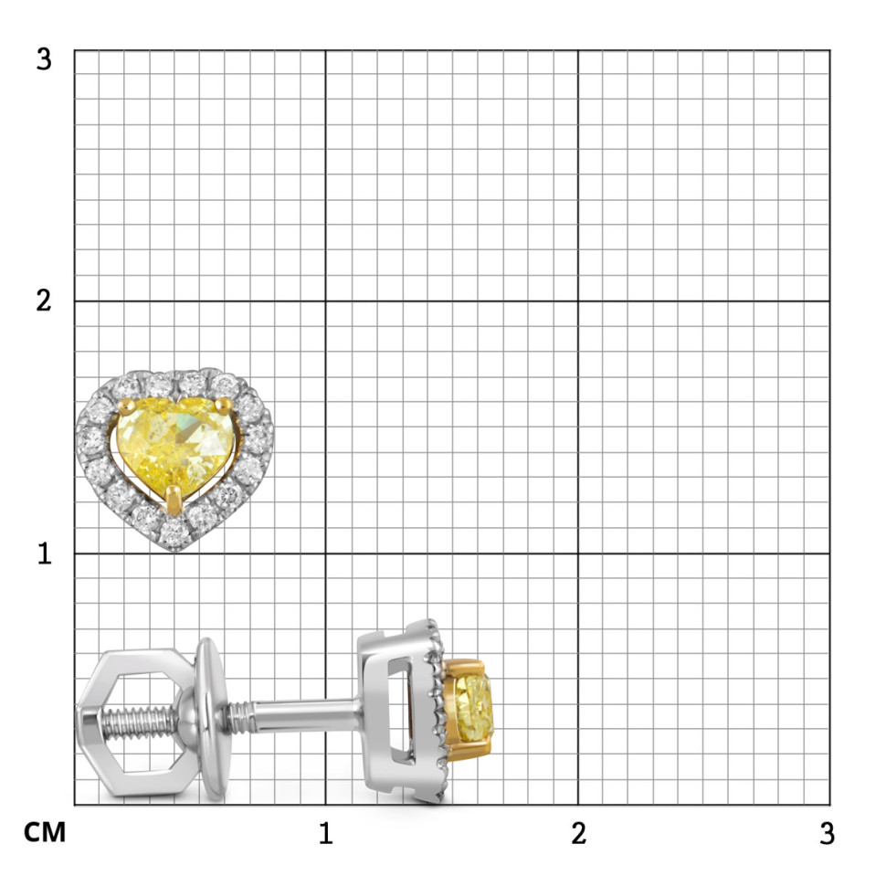 Серьги пусеты из белого золота с бриллиантами 