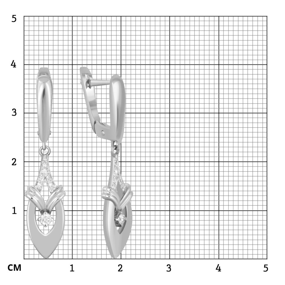 Серьги из белого золота с бриллиантами (039697)