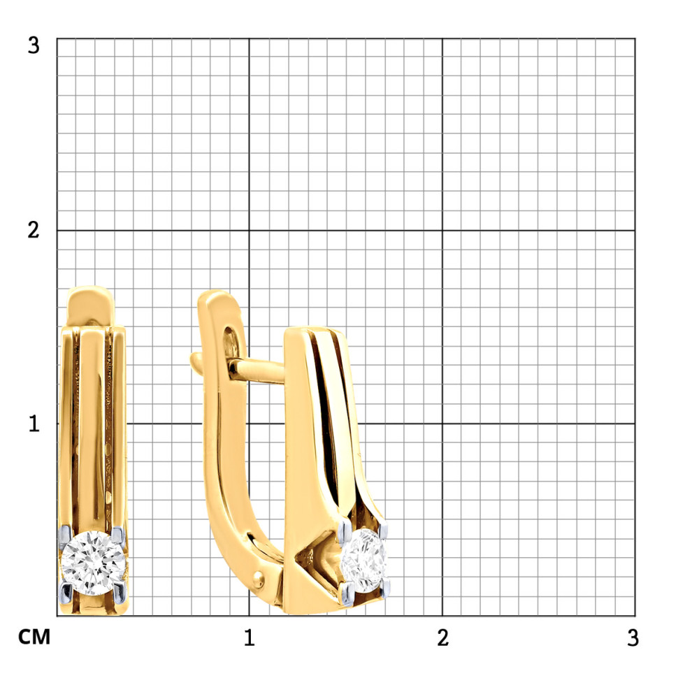 Серьги из комбинированного золот с бриллиантами (025686)