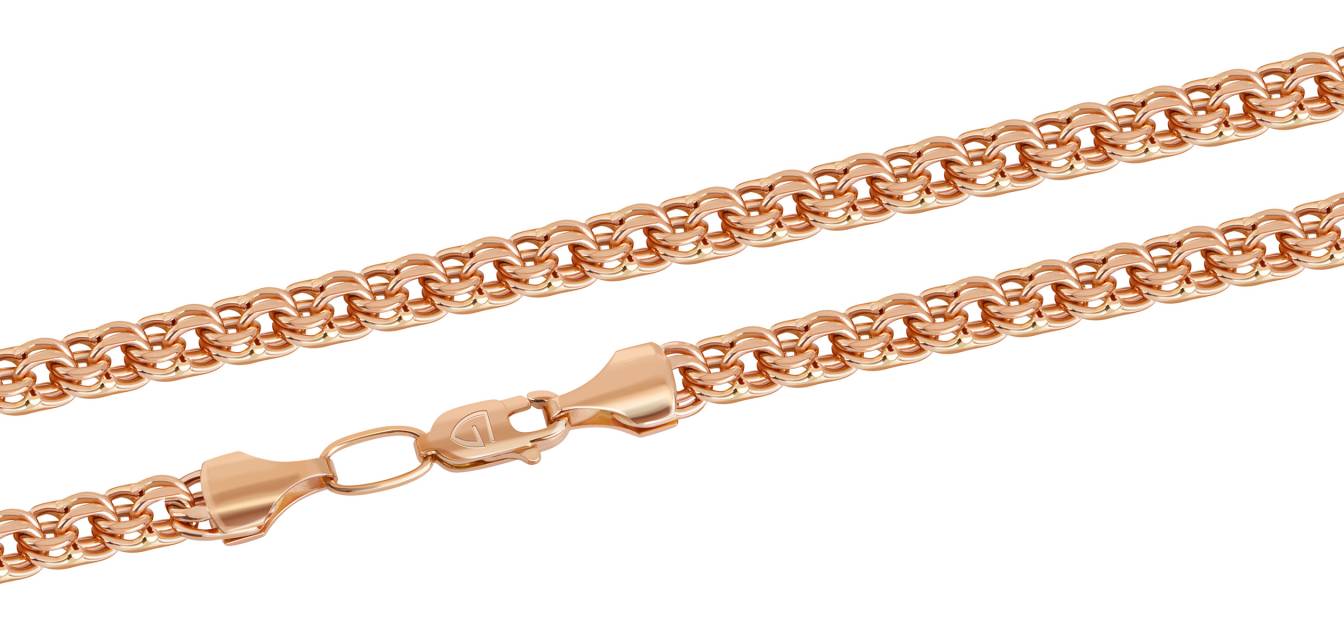 Цепь из красного золота, плетение "Бисмарк" (062556)