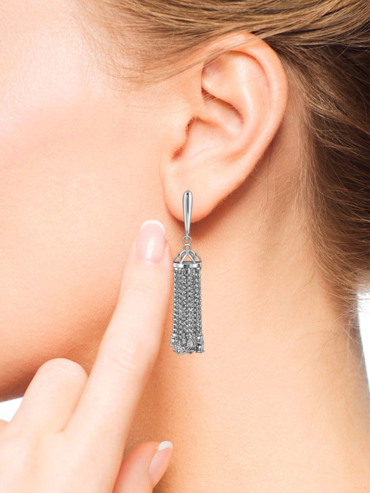 Серьги из белого золота с фианитами (057958)