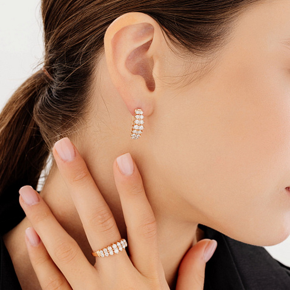 Кольцо из красного золота с бриллиантами (053674)