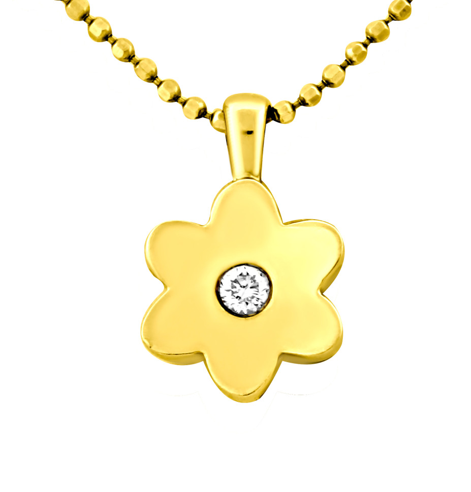 Колье из жёлтого золота с бриллиантом (016985)