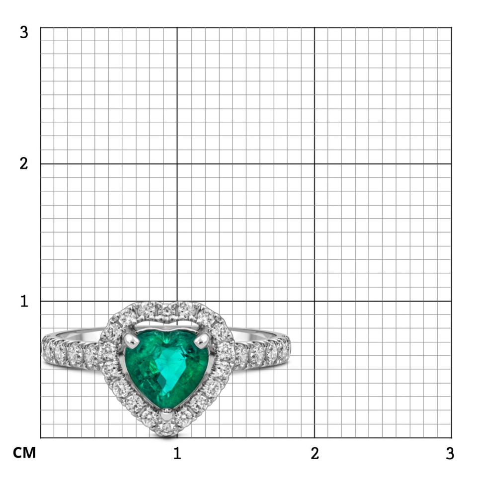 Помолвочное кольцо из белого золота с бриллиантами и изумрудом 