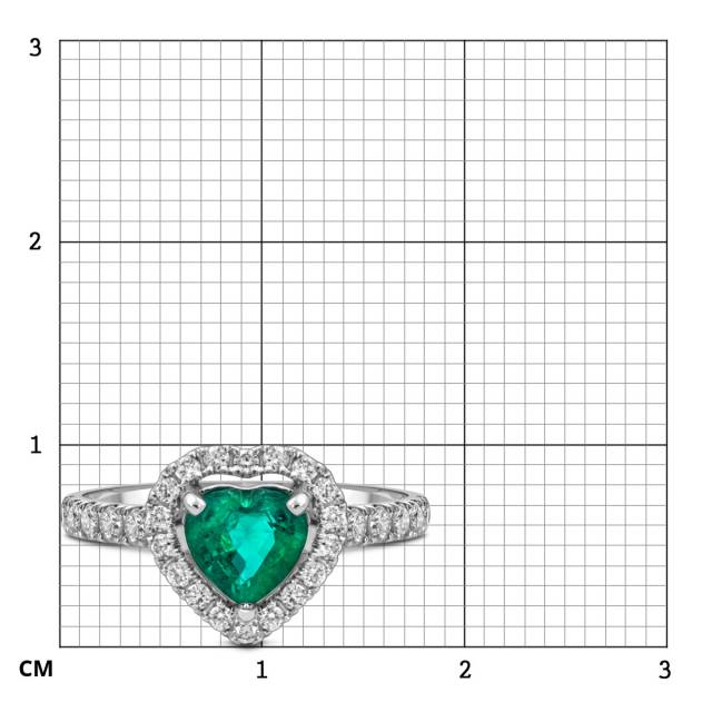 Помолвочное кольцо из белого золота с бриллиантами и изумрудом "Сердце" (058710)