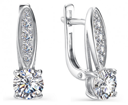 Серьги из серебра с фианитами