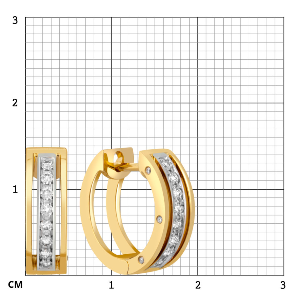 Серьги из комбинированного золота с бриллиантами (050437)