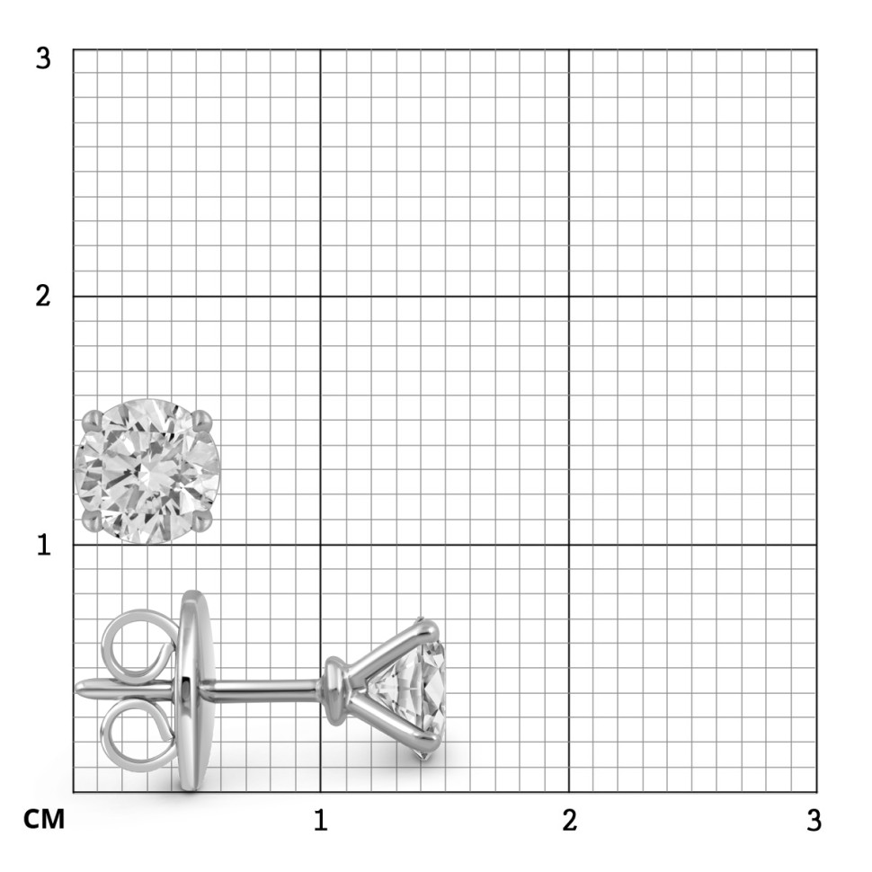 Серьги пусеты из белого золота с бриллиантами 