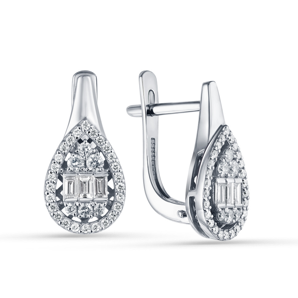 Серьги из белого золота с бриллиантами (060460)