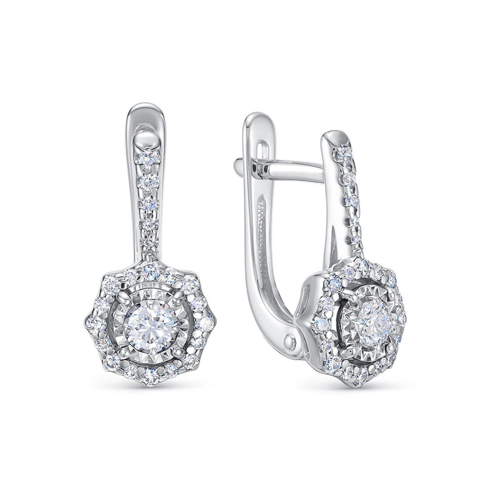 Серьги из белого золота с бриллиантами (053893)