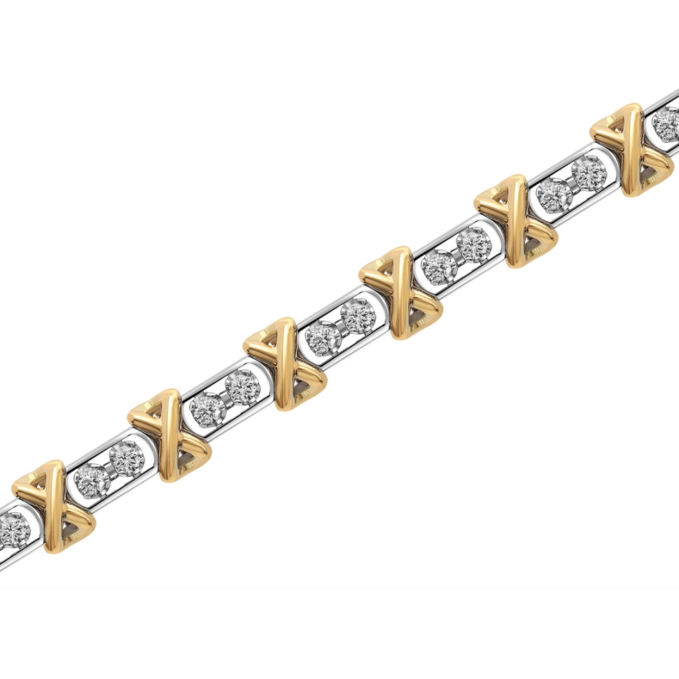 Браслет из комбинированного золота с бриллиантами (050439)