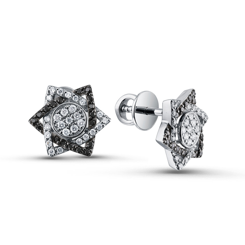 Серьги пусеты из белого золота с бриллиантами (051430)