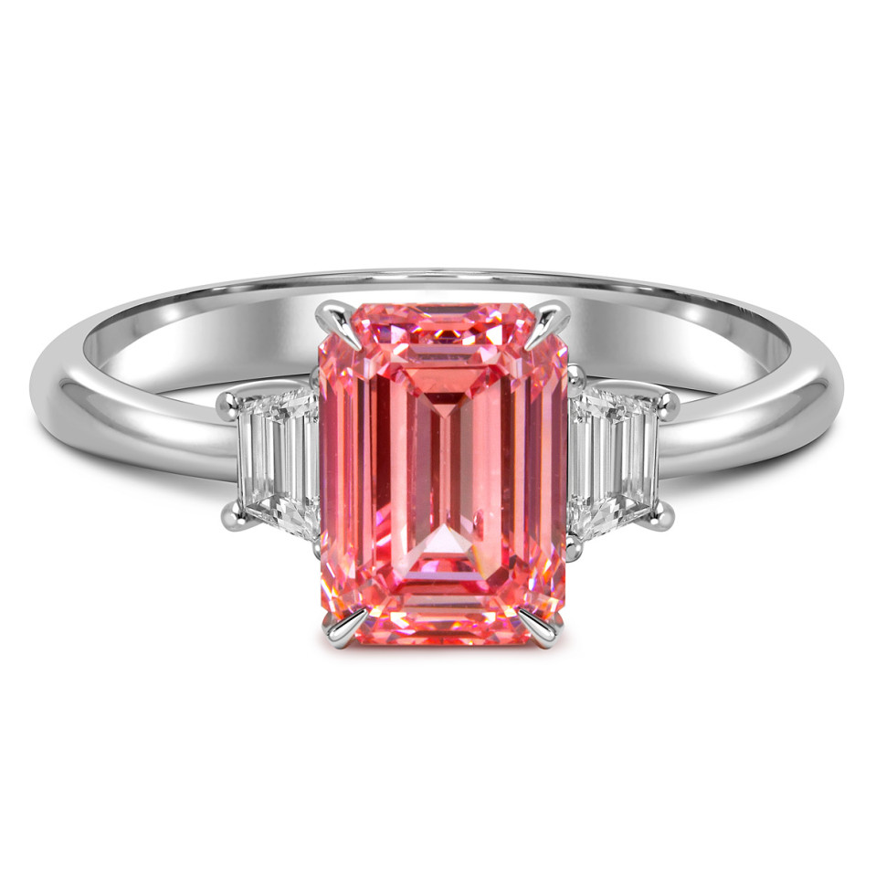 Помолвочное кольцо из белого золота с розовым бриллиантом (060200)