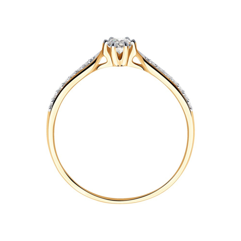 Помолвочное кольцо из красного золота с бриллиантами (042875)