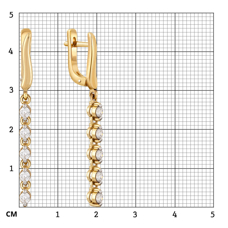 Серьги из жёлтого золота с бриллиантами (038526)
