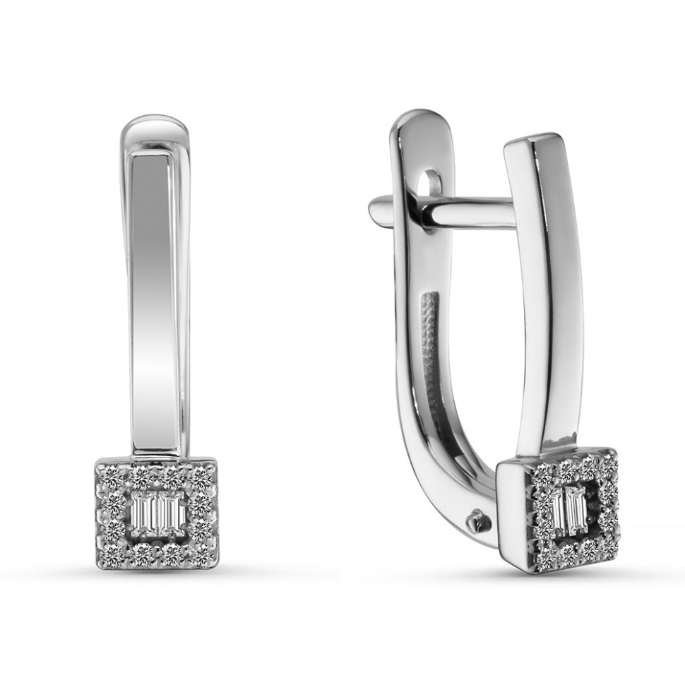 Серьги из белого золота с бриллиантами  (063765)