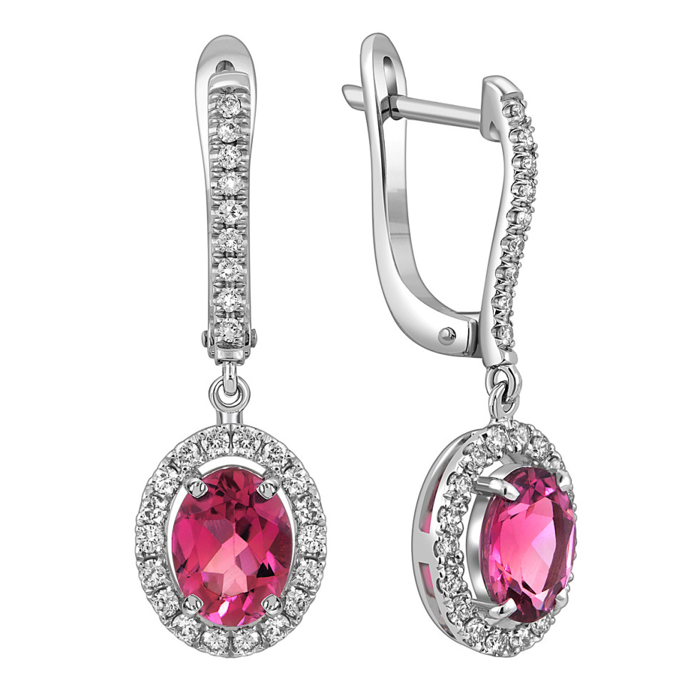 Серьги из белого золота с бриллиантами и турмалинами (058462)