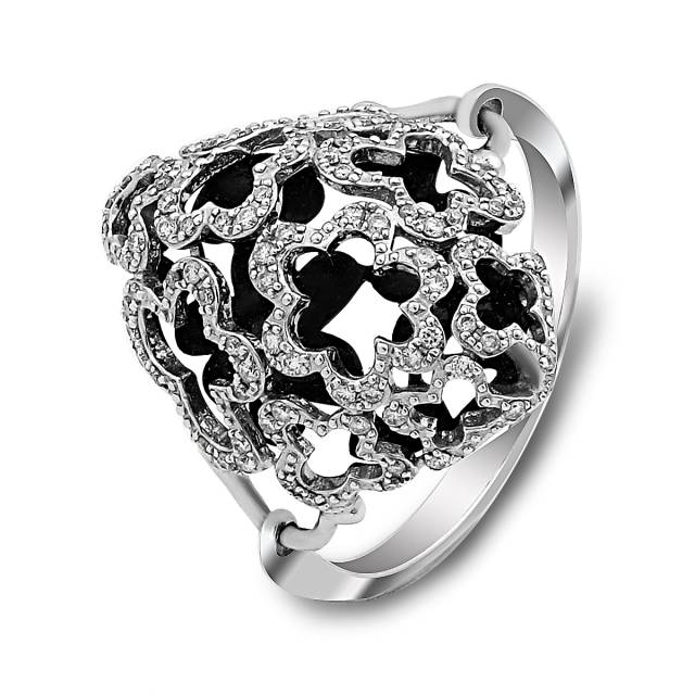 Кольцо из белого золота с бриллиантами (020337)