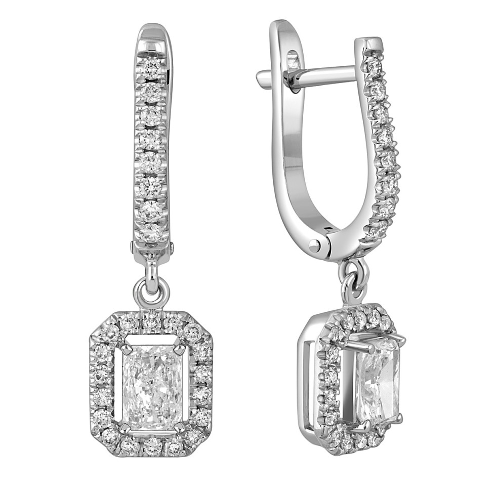 Серьги из белого золота с бриллиантами  (054920)