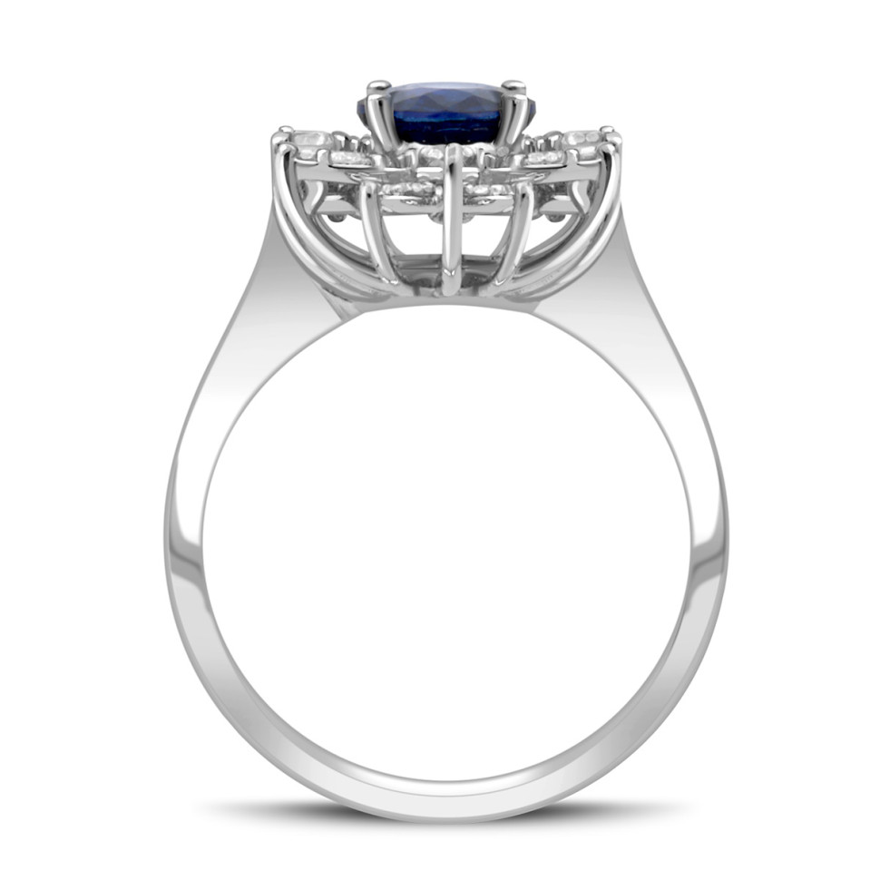 Кольцо из белого золота с бриллиантами и сапфиром (038163)