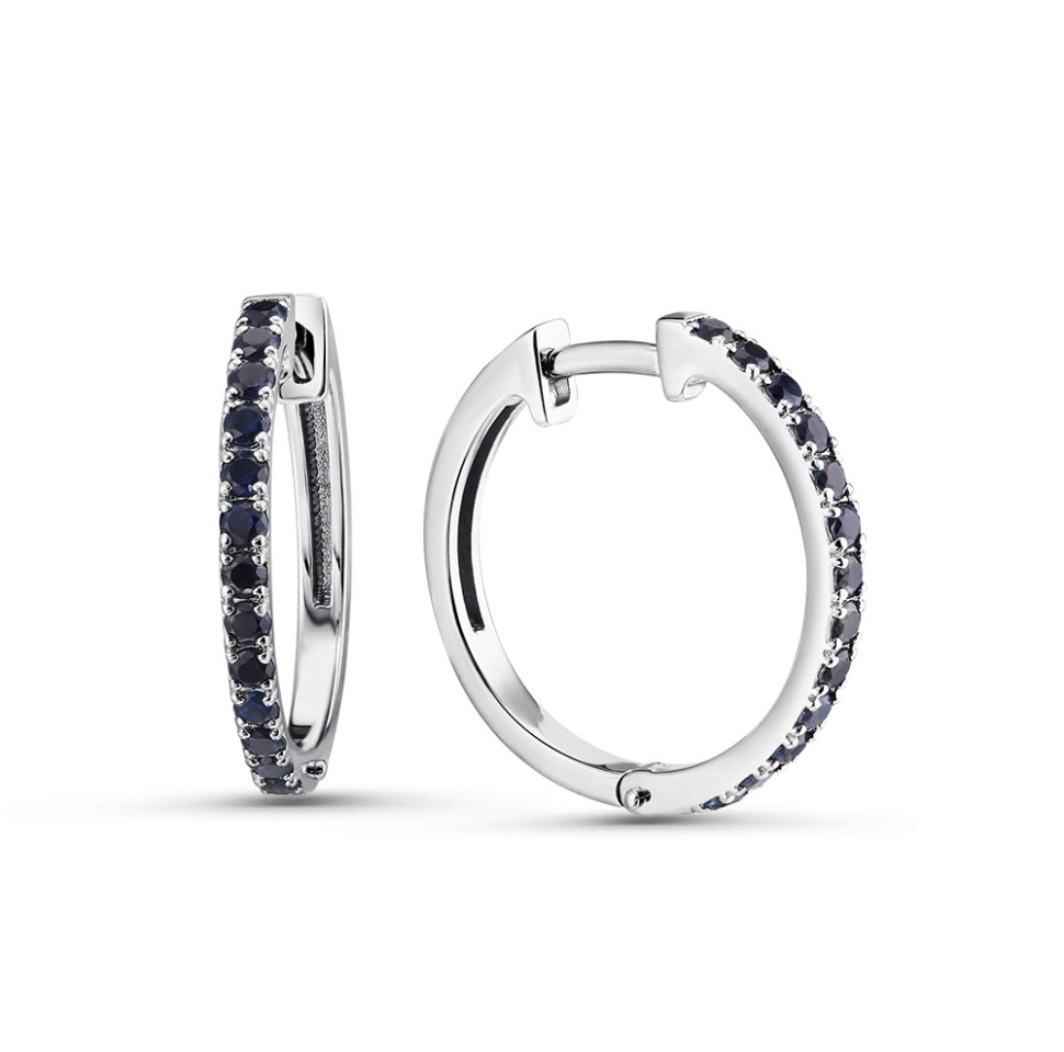 Серьги конго из белого золота с сапфирами (060469)