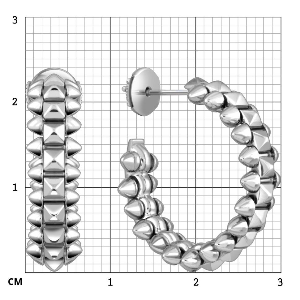 Серьги конго из белого золота  (053155)