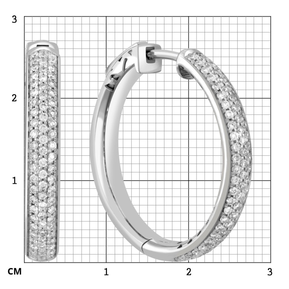Серьги конго из белого золота с брилллиантами (038521)