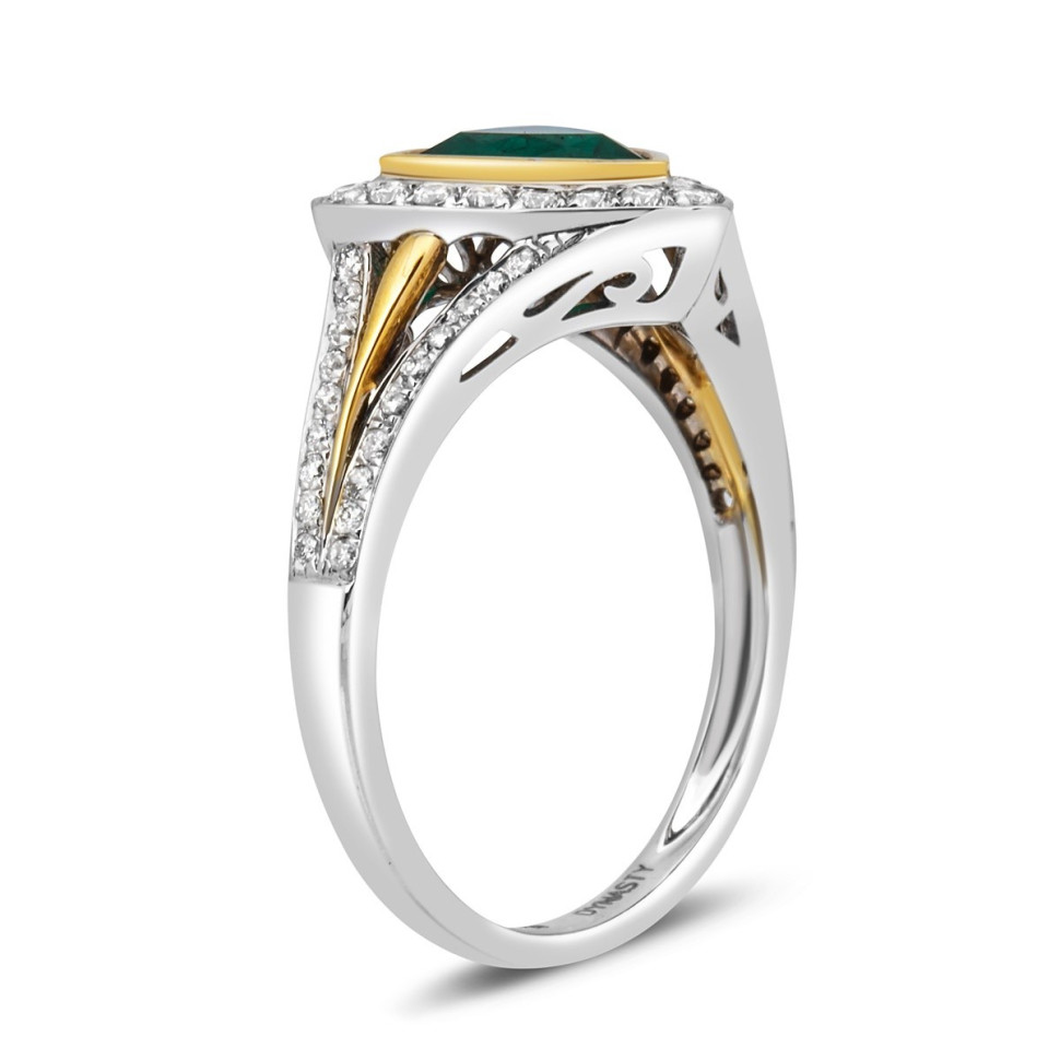 Кольцо из комбинированного золота с бриллиантами и изумрудом (003248)