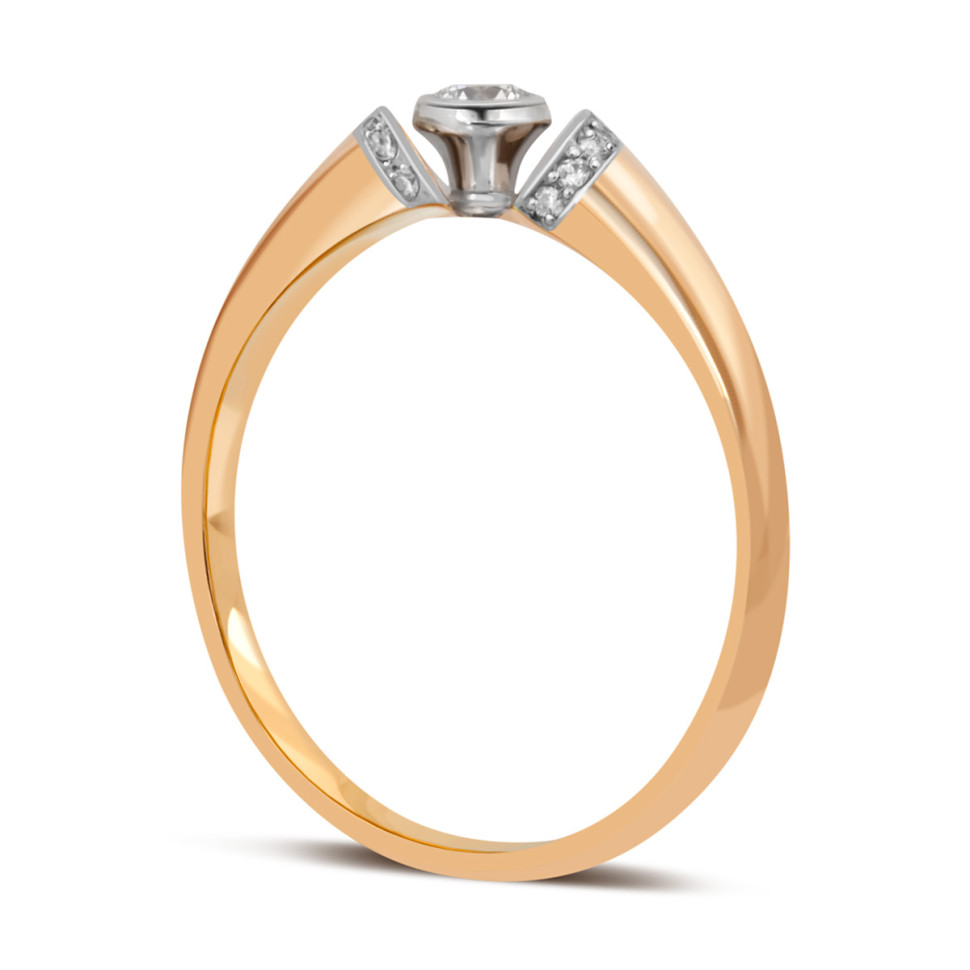 Помолвочное кольцо из красного золота с бриллиантами (039890)