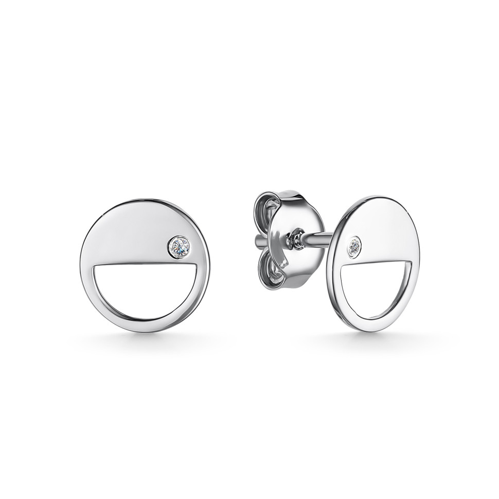 Серьги пусеты из белого золота с бриллиантами (060914)
