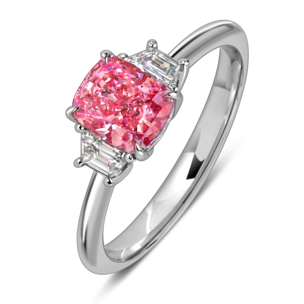 Помолвочное кольцо из белого золота с розовым бриллиантом (060206)