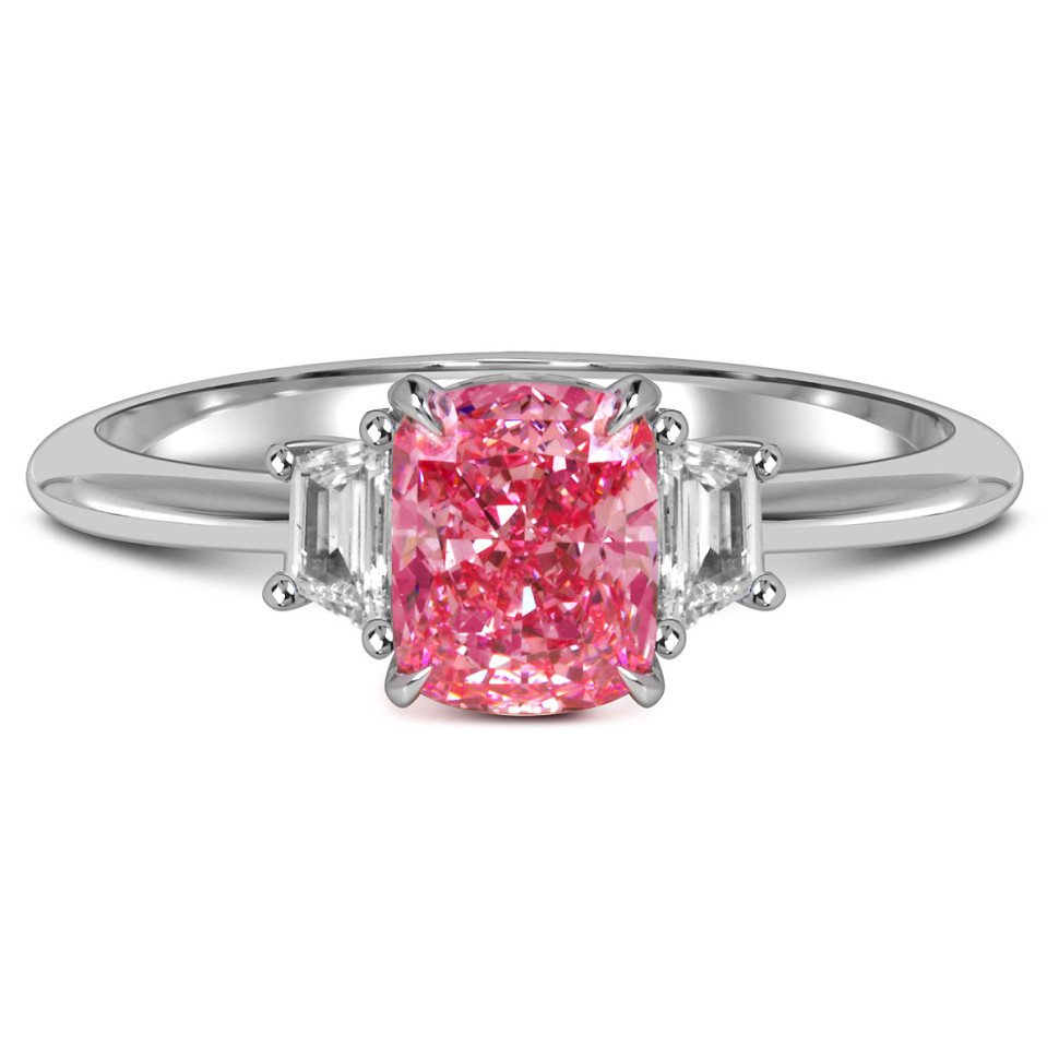 Помолвочное кольцо из белого золота с розовым бриллиантом (060206)