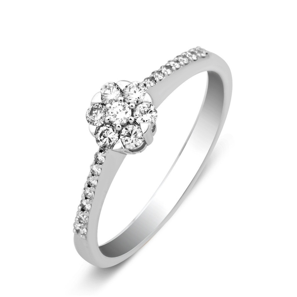 Помолвочное кольцо из белого золота с бриллиантами (023225)
