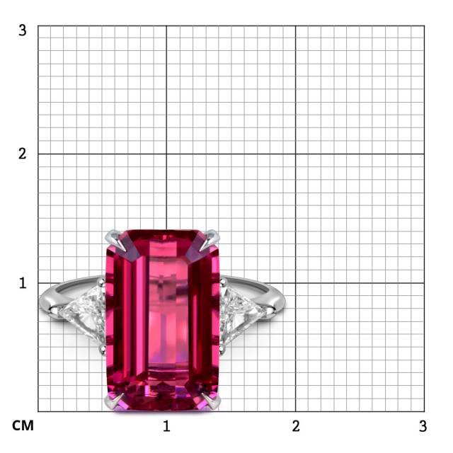 Кольцо из белого  золота с бриллиантами и розовым турмалином (060184)