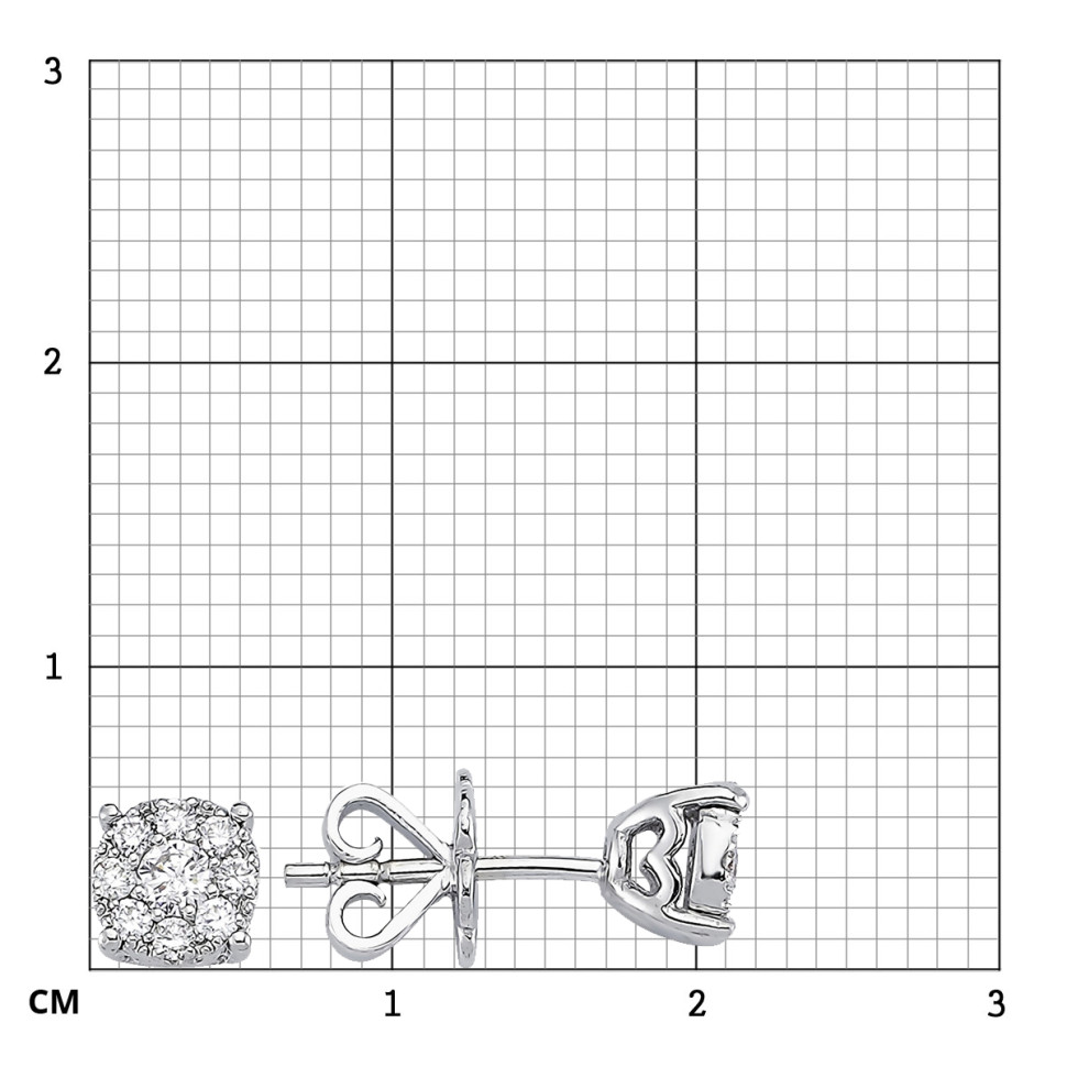 Серьги пусеты из белого золота с бриллиантами (051578)