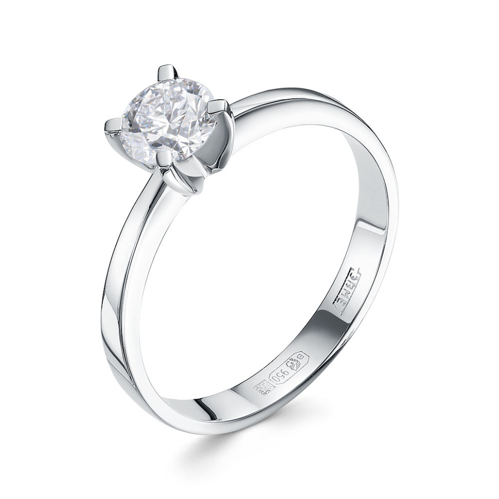 Помолвочное кольцо из платины с бриллиантом (058681)