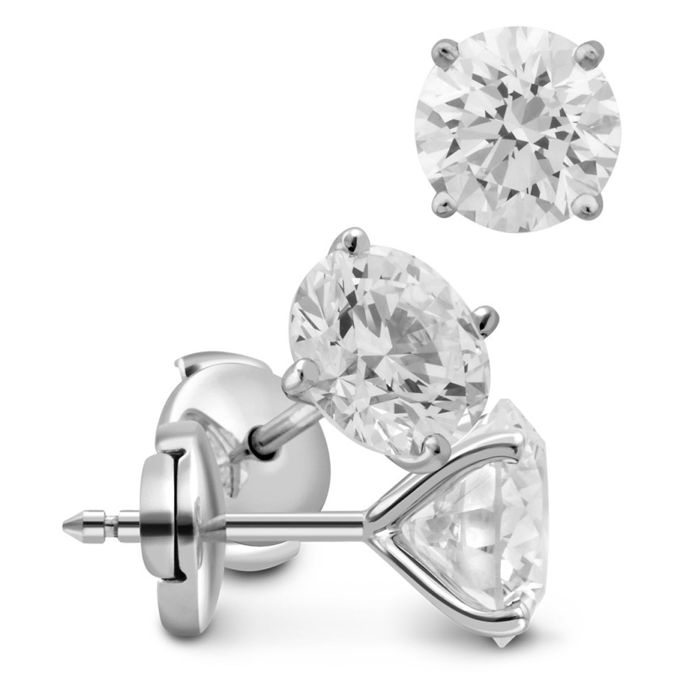 Серьги пусеты из белого золота с бриллиантами (050854)