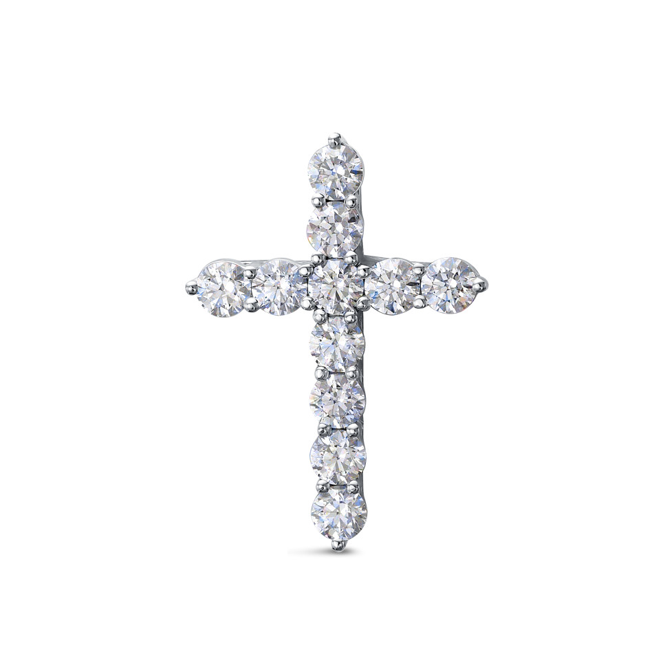 Кулон крест из платины с бриллиантами (058002)