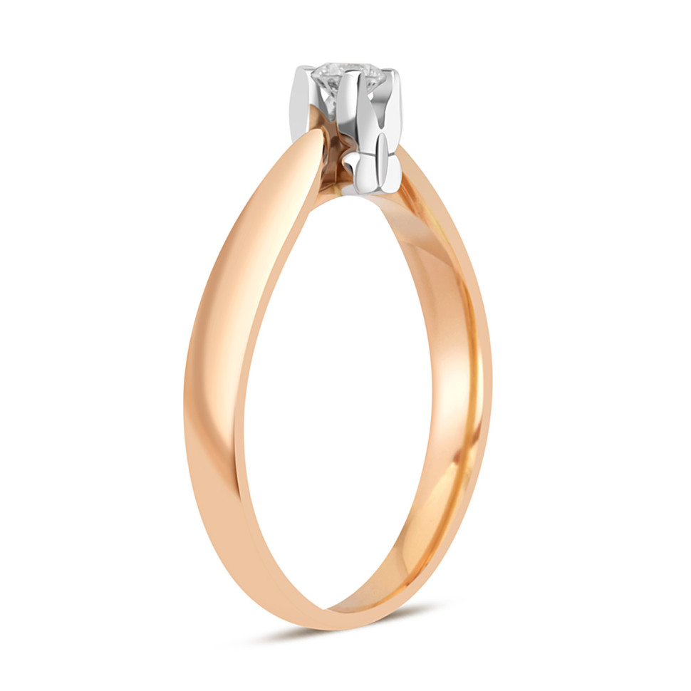 Помолвочное кольцо из красного золота с бриллиантом (025727)