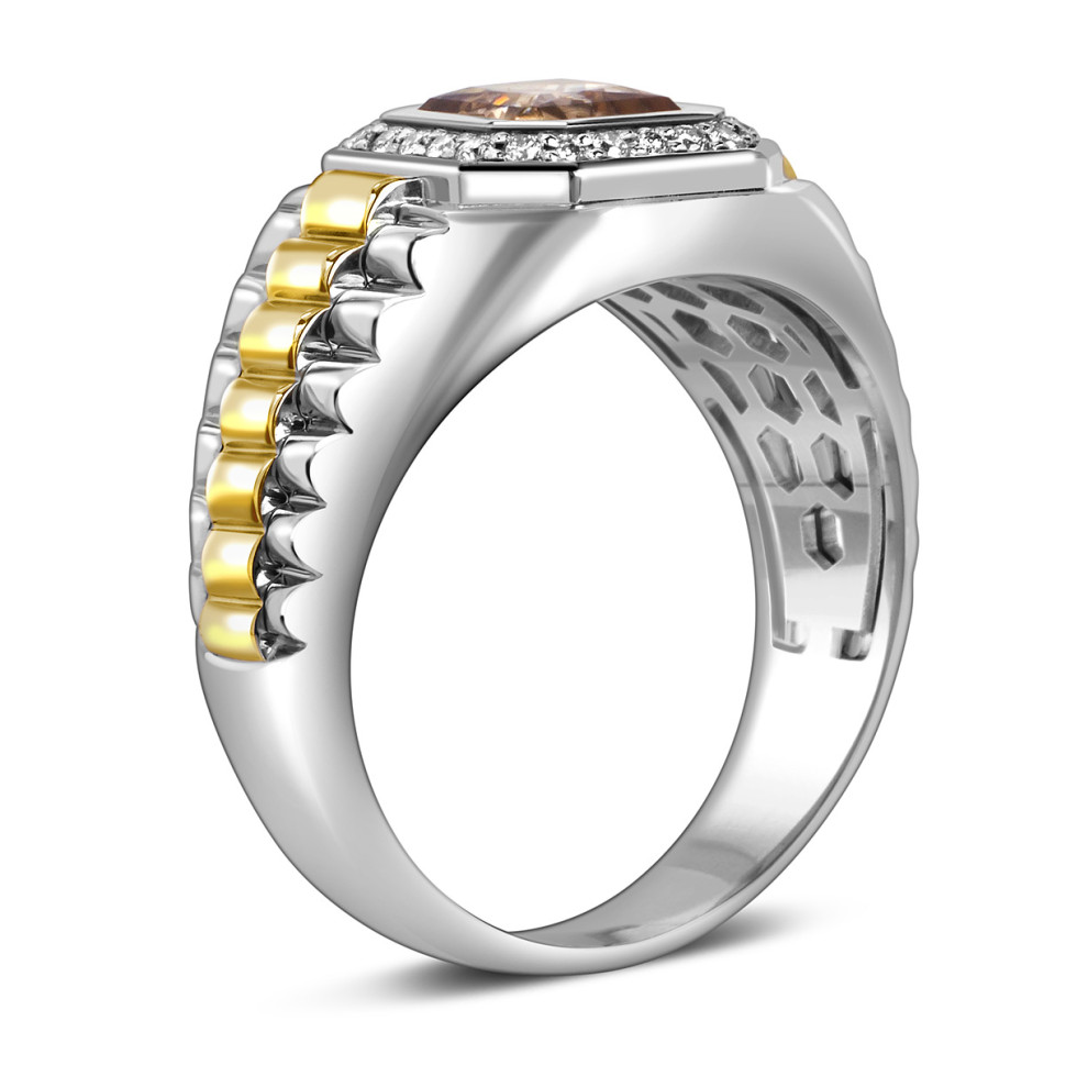 Кольцо из белого золота с бриллиантами и цирконом (059975)