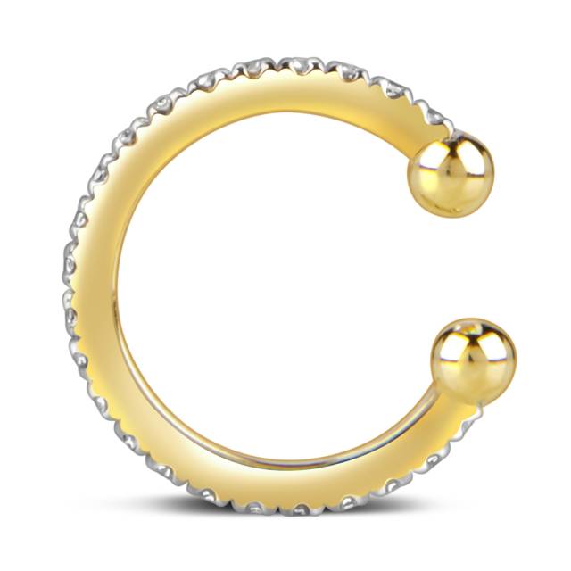 Серьга кафф из жёлтого золота с бриллиантами (059202)