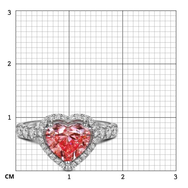 Помолвочное кольцо из белого золота с розовым бриллиантом "Сердце" (060517)