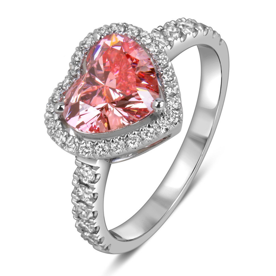 Помолвочное кольцо из белого золота с розовым бриллиантом 