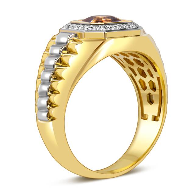 Кольцо из комбинированного золота с бриллиантами и цирконом (060338)