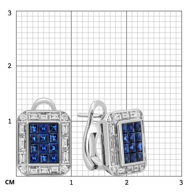 Серьги из белого золота с бриллиантами и сапфирами (042709)